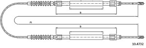 Kabel, parkeringsbremse, Bak, CITROËN,FIAT,PEUGEOT, 1330 058 080, 4745V2