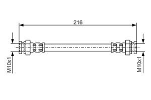 Bremseslange, Bakaksel, Foran, Innvendig, Ytre, CITROËN,FIAT, 0000005985946, 0000071737643, 5944002, 5968667, 5985946, 71736914, 7173764