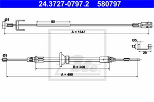 Kabel, parkeringsbremse, Foran, Senter, NISSAN,OPEL,RENAULT,VAUXHALL, 16 05 112, 36 53 000 89R, 36 53 017 96R, 36 53 018 62R, 36402-00Q0