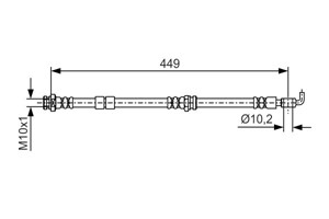 Bremseslange, framaksel, Høyre eller venstre, MAZDA CX-7, EG23-43-980A, EG23-43-980B, EG23-43-980C