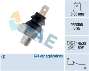 Oljetrykkbryter, ACURA,CHEVROLET,DAEWOO,DAIHATSU,FIAT,FORD,FORD USA,HYUNDAI,KIA,LEXUS,MAZDA,MITSUBISHI,NISSAN,SUBARU,SUZUKI,TOYOTA,VW, 0