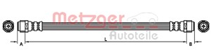 Bremseslange, framaksel, Høyre eller venstre, MERCEDES-BENZ E-KLASS [W211], E-KLASS T-Model [S211], 211 420 02 48, 211 420 07 48, 211420