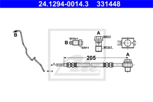 Bremseslange, Venstre bakaksel, Ved bremsekaliper, AUDI,SEAT,VW, 6R0 611 763 A, 6R0 611 763 B, 6R0 611 763 F, 6R0 611 763 K