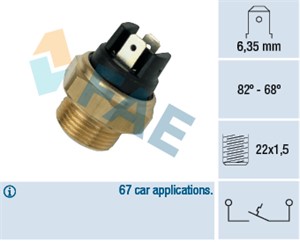 Temperaturbryter, radiator ventilator, PEUGEOT, 0242.10, 0242.12, 1356060080, 1359398080, 1363095080, 1368628080, 16 075 106 80, 2044.04
