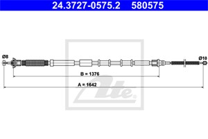 Kabel, parkeringsbremse, Bakre venstre, FIAT GRANDE PUNTO, PUNTO, PUNTO EVO, PUNTO Skåp/halvkombi, 55700928, 55704107