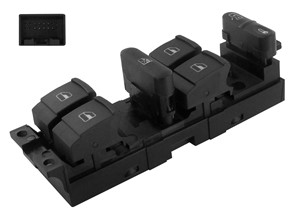Bryter, vindusløfter, Foran, På førersiden, SEAT,VW, 1J4 959 857 B, 1J4 959 857 D, 1J4 959 857