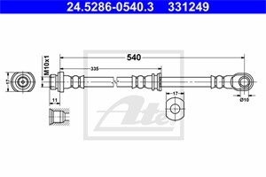 Bremseslange, Bakaksel, MITSUBISHI, MR407251