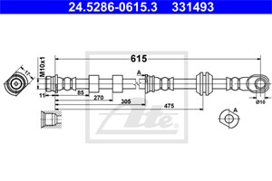 Bremseslange, Framaksel venstre, MITSUBISHI ASX, ASX Van, LANCER VII, LANCER VIII, LANCER Sportback VIII, 4650A645