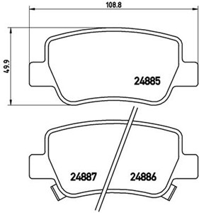 Bremseklosser sett, Bakaksel, TOYOTA AVENSIS Kombi, AVENSIS Sedan, 0446605040, 0446605041, 0446605042, 0446605043, 04466YZZE5