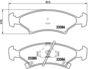 Bremseklosser sett, Framaksel, KIA SEPHIA, SEPHIA Sedan, SHUMA I, SHUMA Sedan, 0K20A3323Z, 0K2393323Z, 0K2403323Z, 0K2403323ZA, 0K2A4332