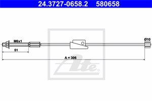 Kabel, parkeringsbremse, Foran, FORD FIESTA V, FIESTA Van V, FUSION, MAZDA 2, 1205735, DD32-44-150