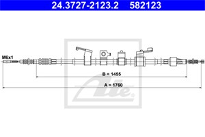 Kabel, parkeringsbremse, Bakre venstre, MITSUBISHI L200 / TRITON, L200 / TRITON Flak/chassi, MN102396