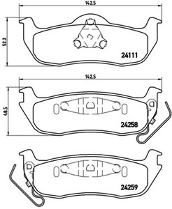 Bremseklosser sett, Bakaksel, JEEP COMMANDER, COMMANDER VAN, GRAND CHEROKEE III, 05080871AA, 05080871AB, 5080871AA, 5080871AB, K05080871