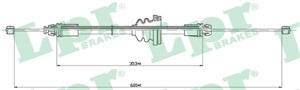 Kabel, parkeringsbremse, Foran, OPEL,RENAULT,VAUXHALL, 91166640