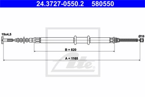 Kabel, parkeringsbremse, Bakre venstre, FIAT MULTIPLA, 46511039, 46757058