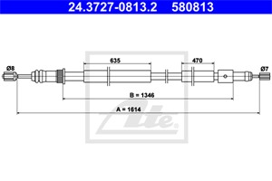 Kabel, parkeringsbremse, Høyre bak, PEUGEOT 306, 306 Break, 306 Halvkombi, 306 Skåp / kombi, 4745 A0, 4745 A2