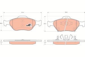 Bremseklosser sett, Framaksel, DAIHATSU CHARADE VIII, TOYOTA VERSO S, YARIS, YARIS Skåp/halvkombi, 04465-0D050, 04465-0D050-000, 04465-0