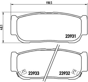 Bremseklosser sett, Bakaksel, KIA,SSANGYONG, 48413091A0, 48413091A1, 4841321A10, 4841321B10, 583023EU00, 583023EU01, 583023EUOO, 583024D