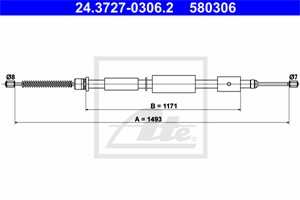 Kabel, parkeringsbremse, Høyre bak, CITROËN ZX, PEUGEOT 306 Cabriolet, 4745 G1, 96 032 564