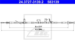 Kabel, parkeringsbremse, Høyre bak, HYUNDAI SANTA FÉ III, SANTA FÉ Skåp/SUV III, 59770-2W000, 59770-2W000-DS