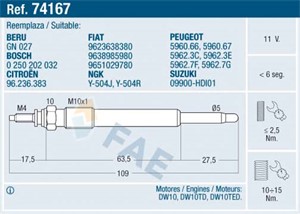 Glødeplugg, CITROËN,FIAT,LANCIA,PEUGEOT,SUZUKI, 09900-HDI01, 09900-HDI01-000, 18550-67G00, 18550-67G00-000, 18550-67G02, 18550-67G02-000