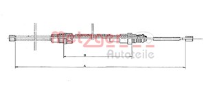 Kabel, parkeringsbremse, Bakre venstre, Høyre bak, Høyre, RENAULT ESPACE I, ESPACE II, 60 25 002 628, 6025002628