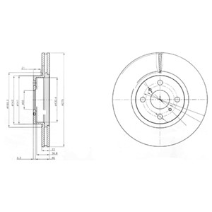 Bremseskive, Framaksel, TOYOTA COROLLA Sedan, RACTIS, YARIS, YARIS / VIOS Sedan, YARIS Skåp/halvkombi, 435120D080, 43512-0D190, 43512-52