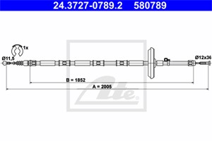Kabel, parkeringsbremse, Bak, OPEL,VAUXHALL, 13227133, 5 22 046