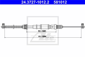 Kabel, parkeringsbremse, Bak, RENAULT, 77 00 781 393, 77 00 816 858