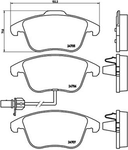 Bremseklosser sett, Framaksel, AUDI A4 Allroad B8, A4 B8, A4 B8 Avant, A5, A5 Cabriolet, A5 Sportback, 8K0098301F, 8K0698151A, 8K0698151