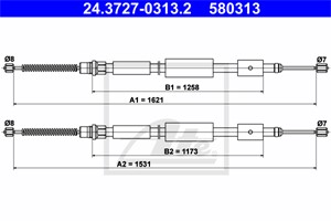Kabel, parkeringsbremse, Bak, CITROËN ZX Break, 4745 E8
