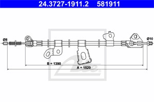 Kabel, parkeringsbremse, Bakre venstre, TOYOTA YARIS, 46430-52080