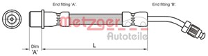 Bremseslange, Venstre bakaksel, CITROËN C5 III, C5 Break III, C6, PEUGEOT 407, 407 Coupé, 407 SW, 508 I, 508 SW I, 4806.E7, 4806.K2