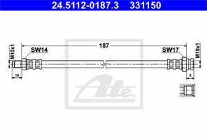 Bremseslange, Bakaksel, Ved bremsekaliper, FIAT 500L, BRAVO II, BRAVO Van, LANCIA DELTA III, 51783802
