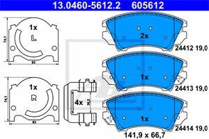 Bremseklosser sett, Framaksel, CHEVROLET,OPEL,SAAB,VAUXHALL, 13237751, 16 05 232, 16 05 434, 22959104