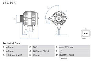 Dynamo, CITROËN C2, C2 ENTERPRISE, C3 I, C3 Pluriel, PEUGEOT 207, 207 Sedan, 207 Skåp/halvkombi, 207 SW, 5705 CW, 96 519 274 80, 96 600