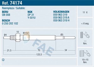 Glødeplugg, AUDI,SKODA,VW, 059 963 319 A, 059 963 319 H, 059 963 319, 5-81410-057-3, 88900717