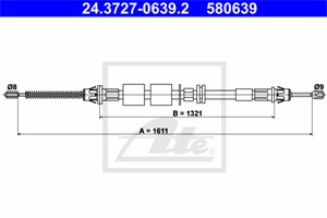 Kabel, parkeringsbremse, Bak, FORD MONDEO I, MONDEO II, MONDEO Sedan I, MONDEO Sedan II, MONDEO Turnier I, MONDEO Turnier II, 1000837, 1