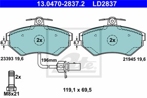 Bremseklosser sett, Framaksel, AUDI,SEAT,VW, 8E0 698 151 B, 8E0 698 151 M