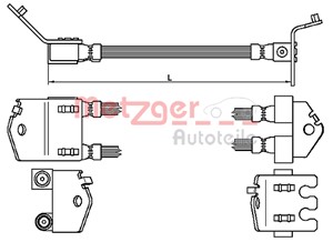 Bremseslange, bakaksel begge sider, FORD TRANSIT Buss, TRANSIT Skåp, 4519466