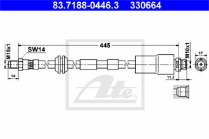 Bremseslange, Framaksel, FORD MONDEO III, MONDEO Sedan III, MONDEO Turnier III, JAGUAR X-TYPE I, X-TYPE Kombi I, 1114757, 1116868, 11216