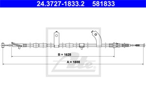 Kabel, parkeringsbremse, Høyre bak, MAZDA 3, 3 Sedan, 3 Skåp/halvkombi, B45A-44-410