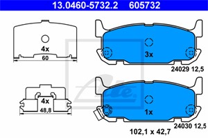 Bremseklosser sett, Bakaksel, MAZDA MX-5 II, N0Y9-26-43ZC, NCY3-26-43ZA