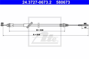 Kabel, parkeringsbremse, Foran, FORD MAVERICK, 3L84-2853-AA, 4086099, 4532485, YL8Z-2853-AA