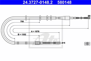 Kabel, parkeringsbremse, Bak, AUDI 80 B4 Avant, 80 B4 Sedan, 8A0 609 721 AE, 8A0 609 721 S