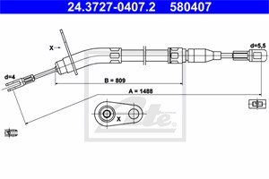 Kabel, parkeringsbremse, Bak, MERCEDES-BENZ /8 [W114, W115], /8 Coupé [W114], 115 420 20 85, 115 420 26 85, 115 420 27 85, A 115 420 20