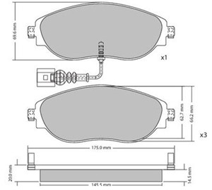 Bremseklosser sett, Framaksel, AUDI,SEAT,SKODA,VW, 3C0 698 151E, 3C0 698 151F, 3C0 698 151G, 3C0 698 151H, 7N0 698 151A, 7N0 698 151B, 7