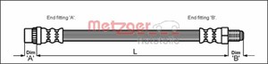 Bremseslange, Bak, Bakaksel mitten, Senter, OPEL,RENAULT, 4415848, 4500133, 7700 302 387