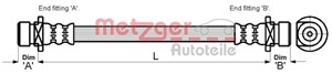 Bremseslange, Bakre venstre, Høyre bak, HONDA CR-V I, LOGO, 01466-S50-000, 46430-S50-003