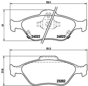 Bremseklosser sett, Framaksel, DAIHATSU CHARADE VIII, TOYOTA YARIS, YARIS Skåp/halvkombi, 044650D050, 044650D050000, 044650D210, 04465YZ
